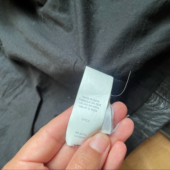 Lucky Brand Moto black leather jacket damaged sleeve fall winter layering - Picture 16 of 16